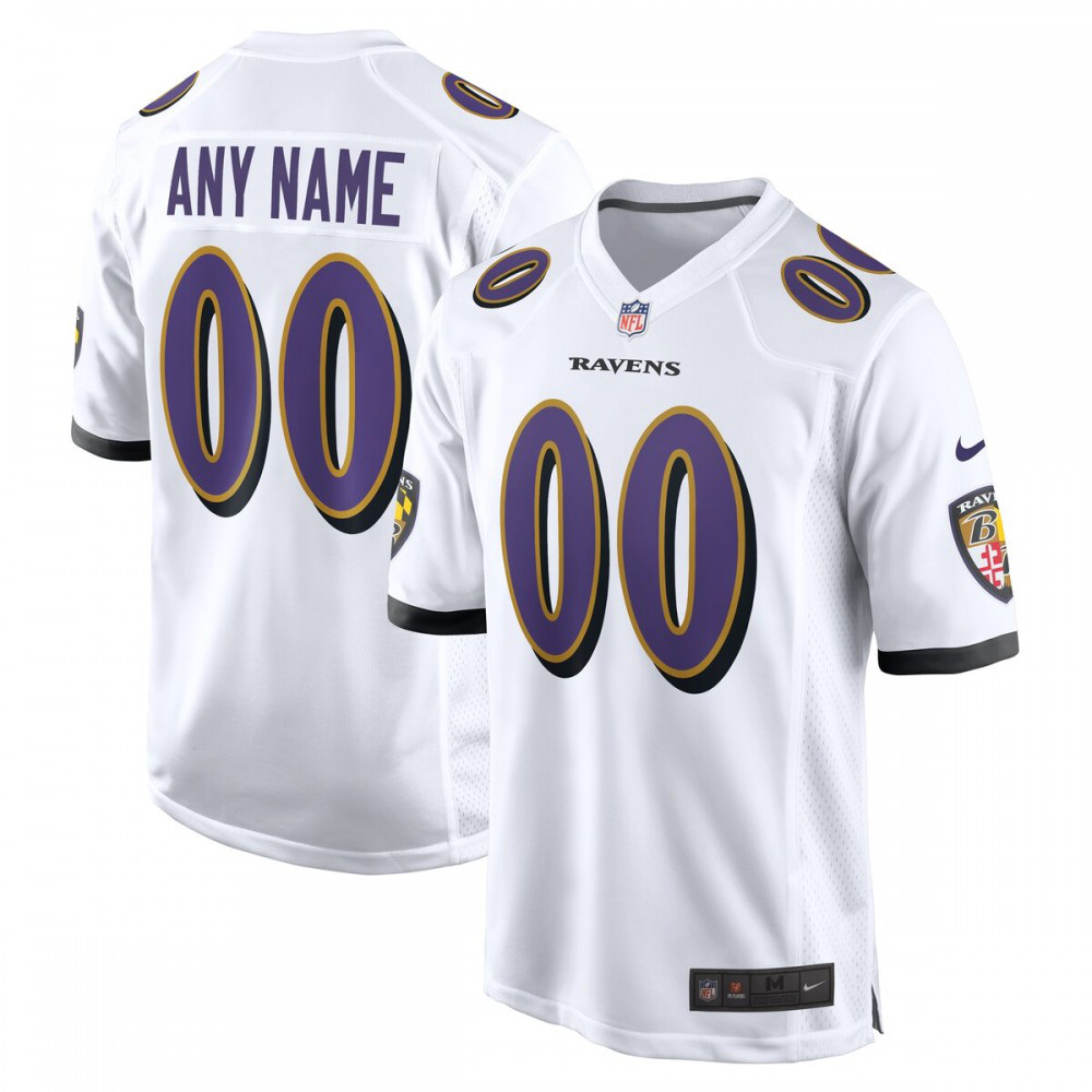 Baltimore Ravens Nike Custom Game Jersey - White-GridironStore